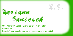 mariann vanicsek business card